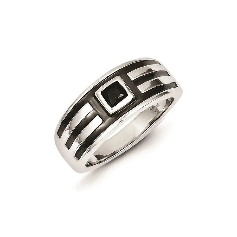 ladies rings with rainbow gems -Sterling Silver Black & Black Rhodium Diamond Men's Ring