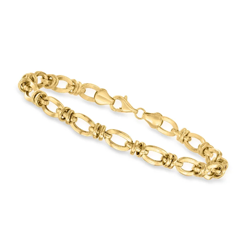 Modern cuff bracelets for ladies -Canaria 10kt Yellow Gold Oval-Link Bracelet