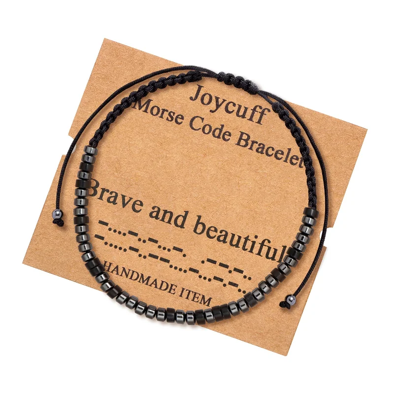 Ladies geometric bangle bracelets -Brave and Beautiful Morse Code Bracelet for Women Inspirational Gift for Her