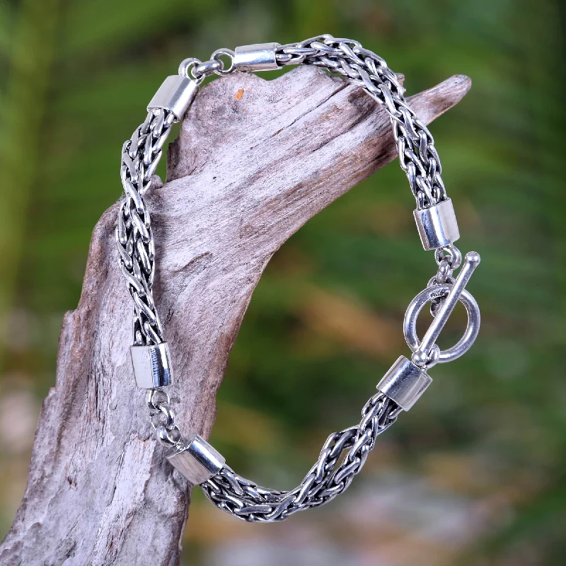 Ladies aquamarine bracelets -Cosmic Paths Sterling Silver Chain Bracelet