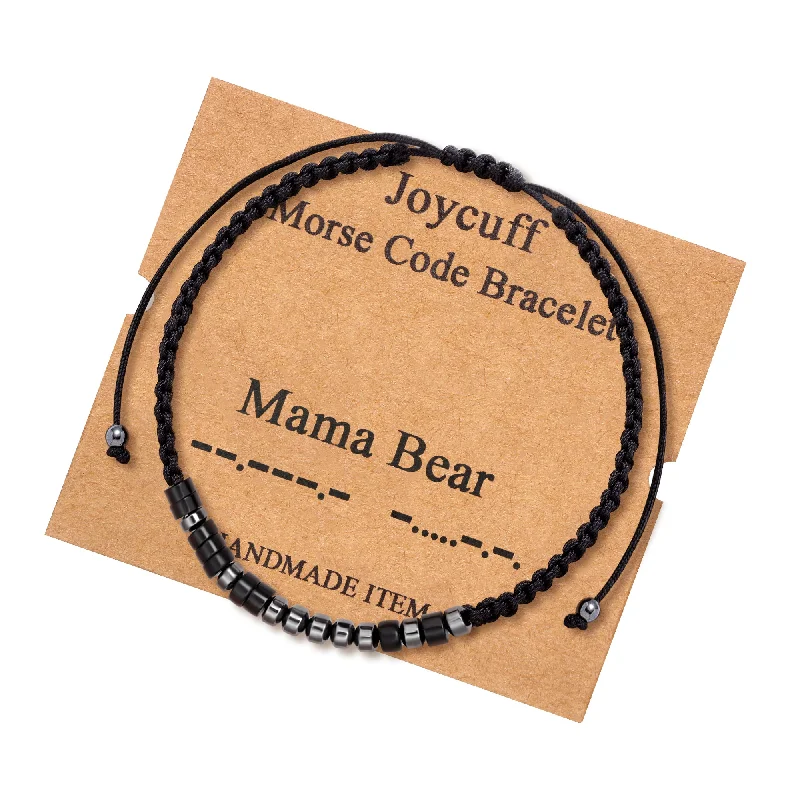 Classic bangle bracelets for women -Mama Bear Inspirational Morse Code Bracelets for Mom Daughter Wife Sister