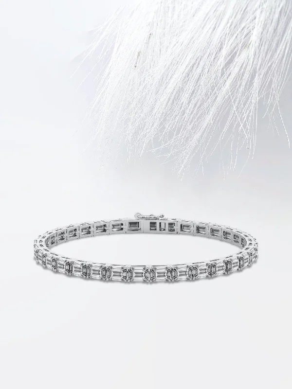 Elegant tennis bracelets for ladies -7.0ct Emerald Cut Moissanite Tennis Diamond Bracelet For Women