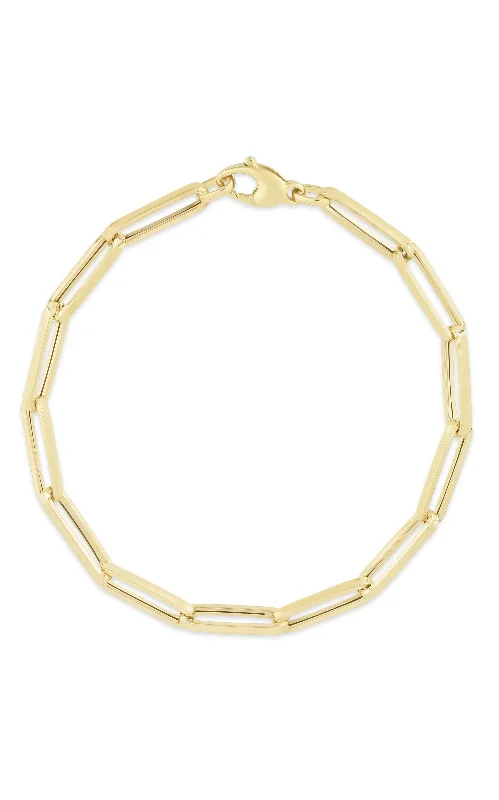 Trendy wrap bracelets for ladies -14K Italian Gold Paperclip Link Bracelet