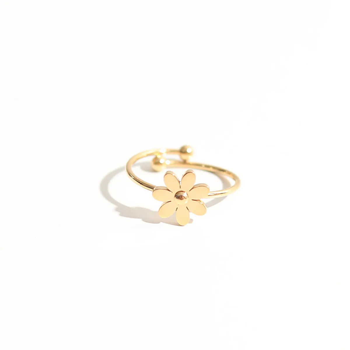 ladies rings with star detail -Modern Style Flower Titanium Steel Open Ring