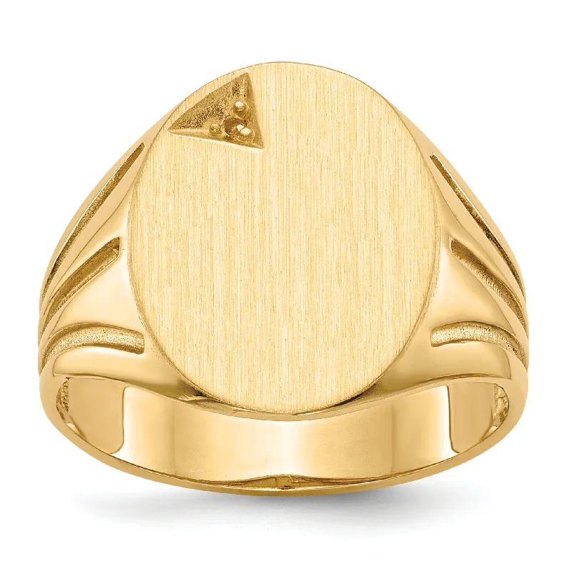 ladies rings trendy minimalist vibe -14K Yellow Gold 16.0X14.0mm Open Back Diamond Men'S Signet Ring Mounting