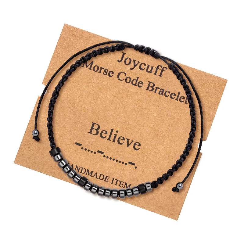 Ladies lightweight bracelets -Believe Inspirational Morse Code Bracelets for Mom Daughter Wife Sister BFF