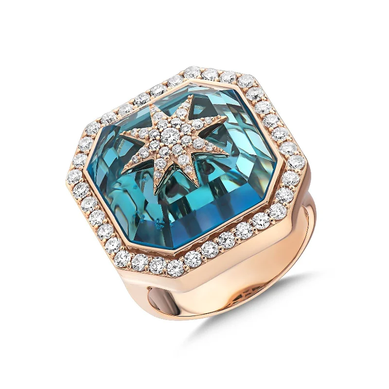 ladies rings for party glamour -VENUS STAR GOLD DIAMOND RING