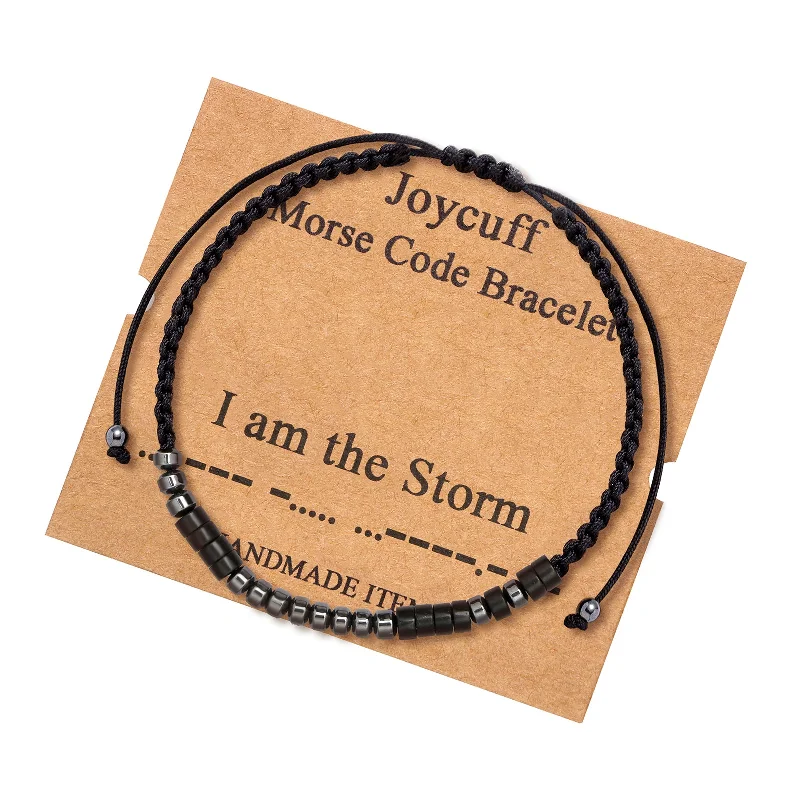 Ladies vintage bangle bracelets -I am The Storm Inspirational Morse Code Bracelet Secret Message