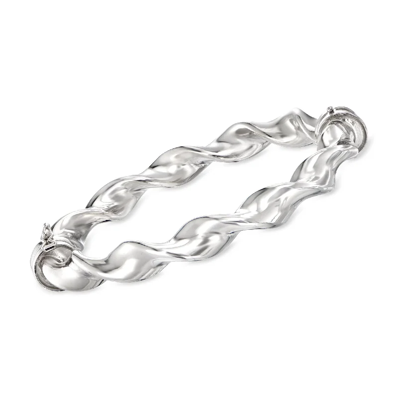 Ladies bold pearl bracelets -Ross-Simons Italian Sterling Silver Twisted Bangle Bracelet