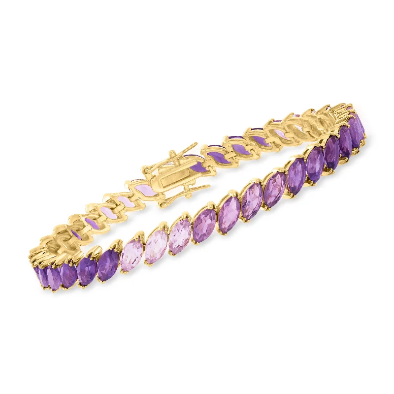 Ladies sterling silver bracelets -Ross-Simons Ombre Amethyst Tennis Bracelet in 18kt Gold Over Sterling