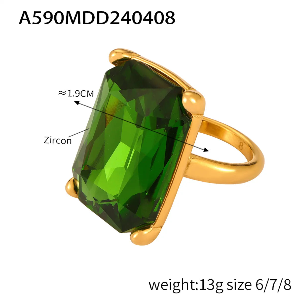 Gold Green Zirconium Ring