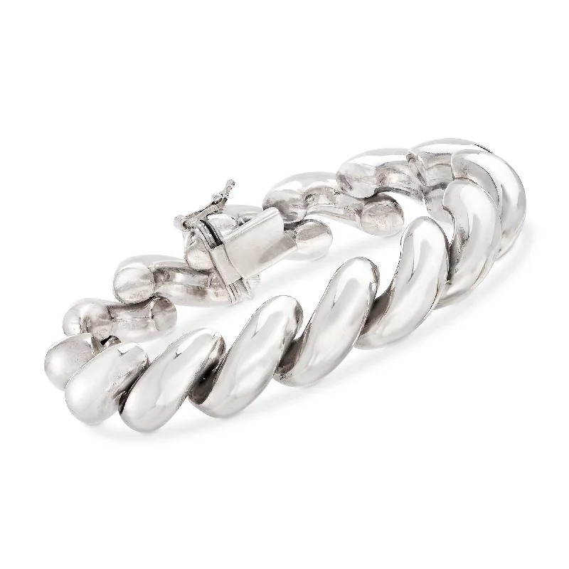 Classic bangle bracelets for women -Ross-Simons Italian Sterling Silver Large San Marco Bracelet