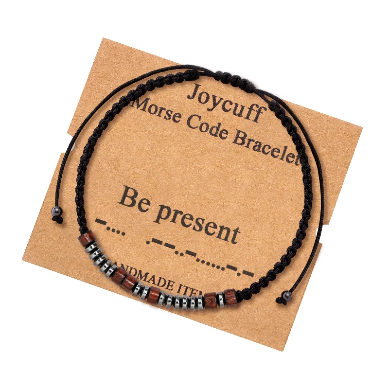 Ladies vintage gold bracelets -Be Present Morse Code Bracelet for Women Inspirational Gift for Her