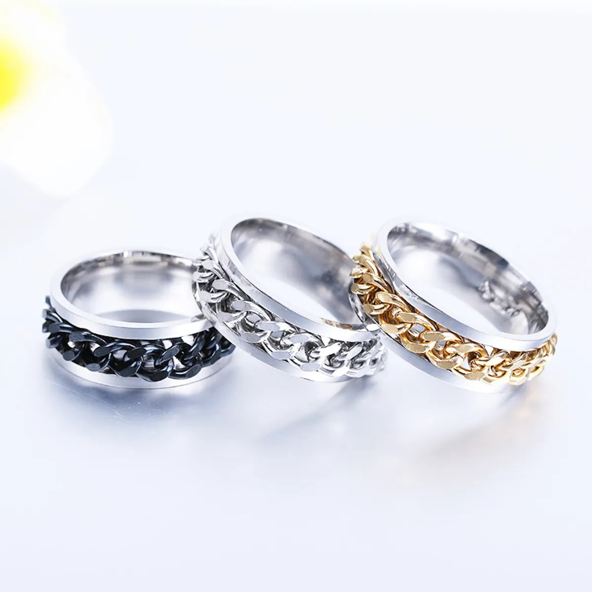 ladies rings for proposal gift -Simple Style Waves Titanium Steel Plating Gold Plated Rings