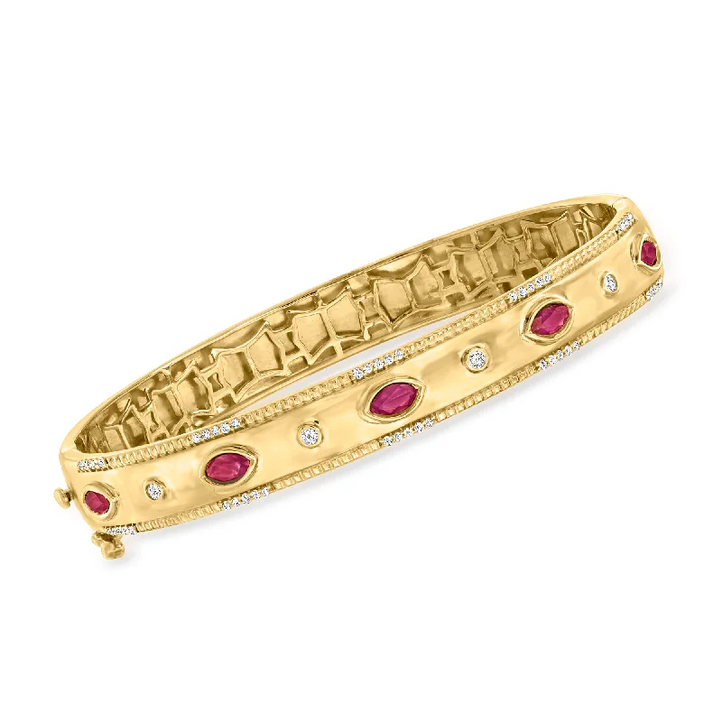 Ladies crystal bangle bracelets -Ross-Simons Ruby and . Diamond Bangle Bracelet in 18kt Gold Over Sterling