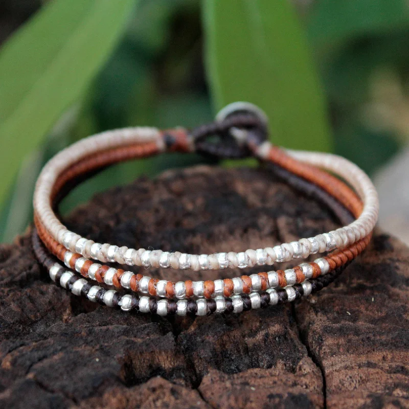 Statement silver bracelets for women -Cool Thai Autumn Silver Accent Braided Bracelet