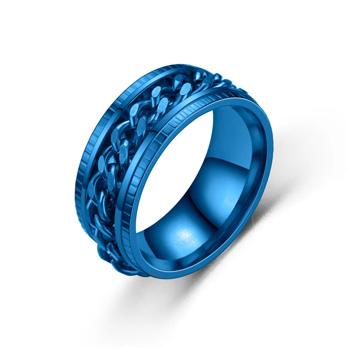 Embossed Chain Ring Blue