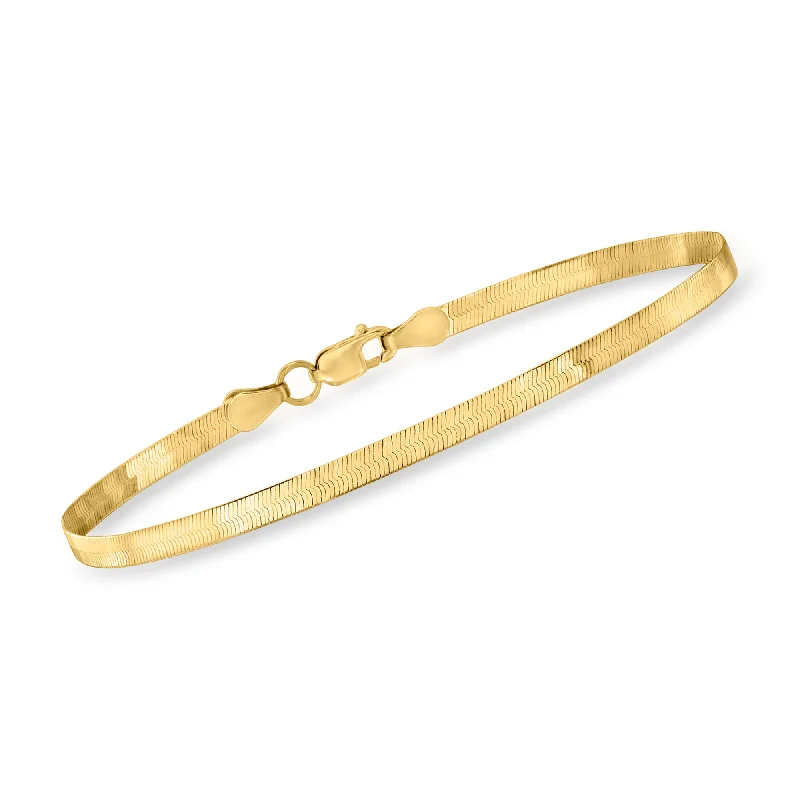 Ladies topaz bracelets -Ross-Simons 3mm 14kt Yellow Gold Herringbone Bracelet