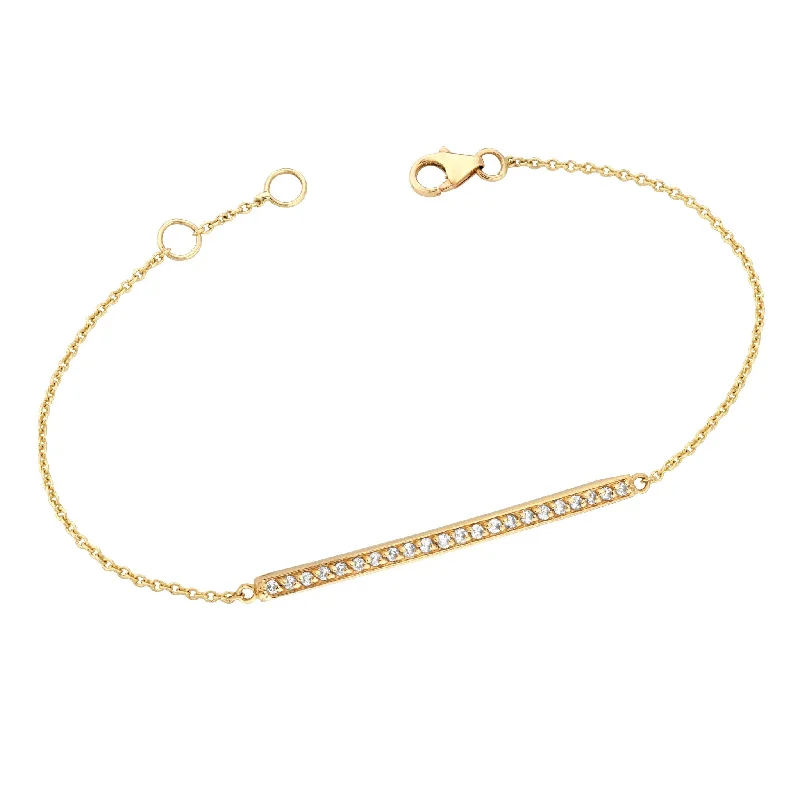 Ladies vintage gold bracelets -Diamond Bar Bracelet (Long) Yellow Gold