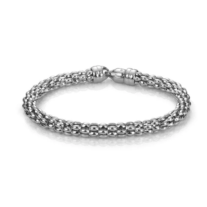 Ladies vintage pearl bracelets -14K White Gold Popcorn Link Bracelet