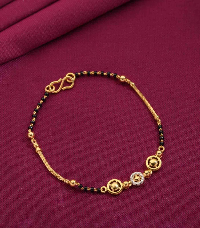 Minimalist charm bracelets for women -Trio Orb Mangalsutra Bracelet