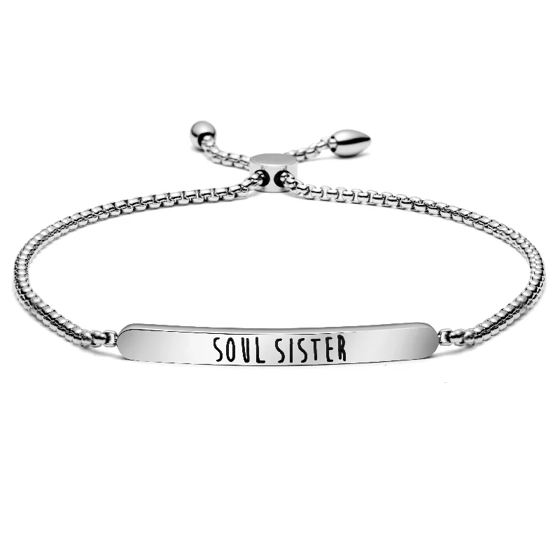 Ladies asymmetrical bracelets -Soul Sister Adjustable Link Chain Bangle