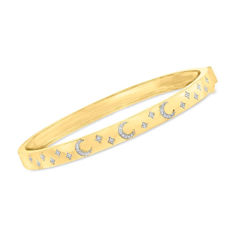 Elegant tennis bracelets for ladies -Ross-Simons Diamond Celestial Bangle Bracelet in 18kt Gold Over Sterling