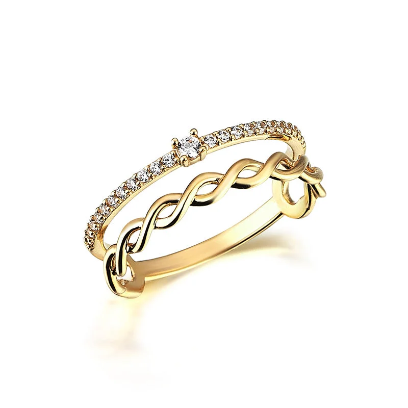 ladies rings for engagement proposal -Diamond Twist Ring