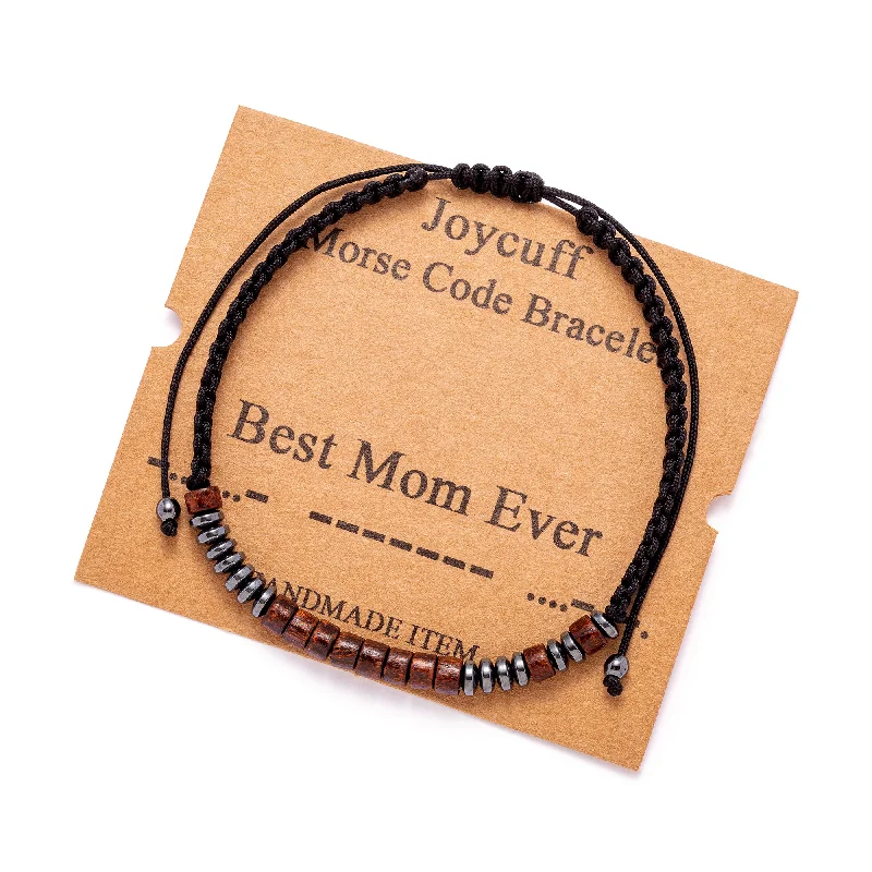 Dainty chain bracelets for women -Best Mom Ever Morse Code Bracelet for Mom Secret Message Jewelry for Her