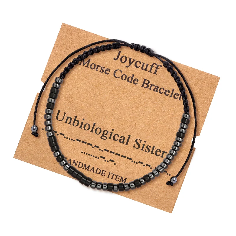 Vintage style ladies bracelets -Unbiological Sister Morse Code Bracelet for Women Inspirational Gift for Her