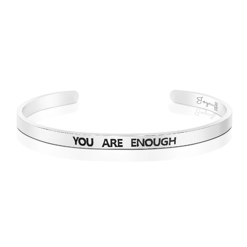 Elegant silver bracelets for women -You are Enough Mantra Bracelet Suicide Awareness Gift Strength Jewelry