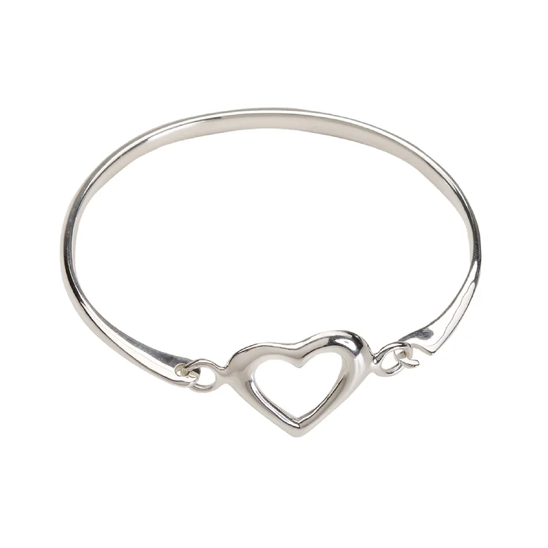 Ladies minimalist charm bracelets -Bangle (Heart) - Sterling Silver Heart Bracelet for Child