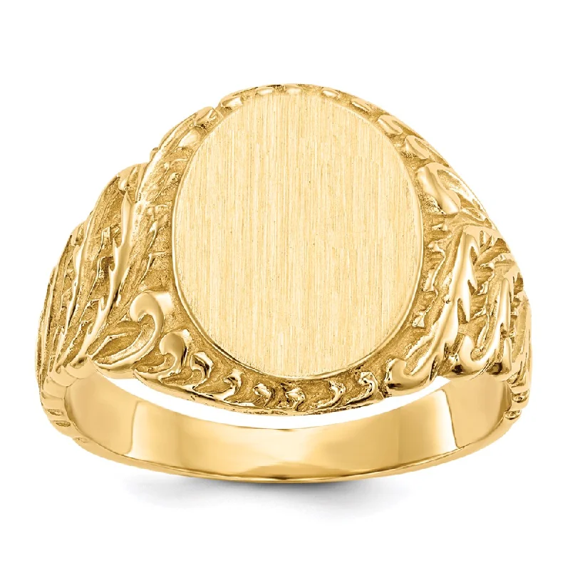 ladies rings platinum sleek shine -RING SIZE 13 - 14K Yellow Gold 13.0x10.5mm Closed Back Men's Signet Ring