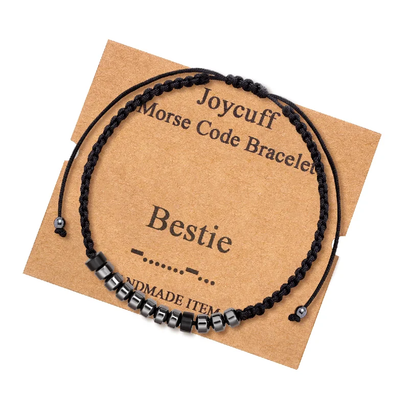 Ladies vintage gold bracelets -Bestie Morse Code Bracelet for Women Inspirational Gift for Her