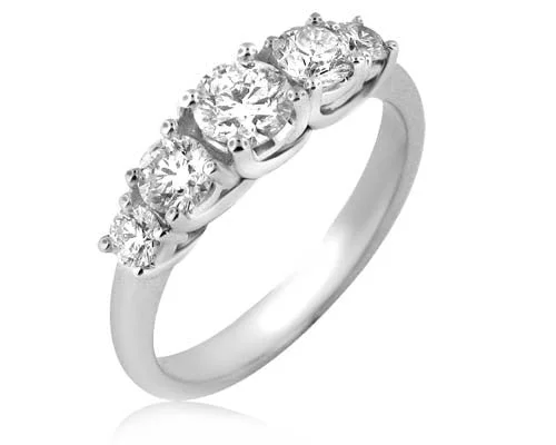 ladies rings small size fit -"5STRG01020" Five Stone Diamond Criss Cross Prong Ring in 18K White Gold