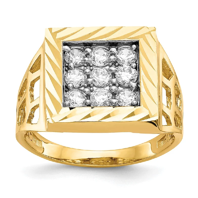 ladies rings two tone metal -10K Yellow Gold Men's CZ Ring