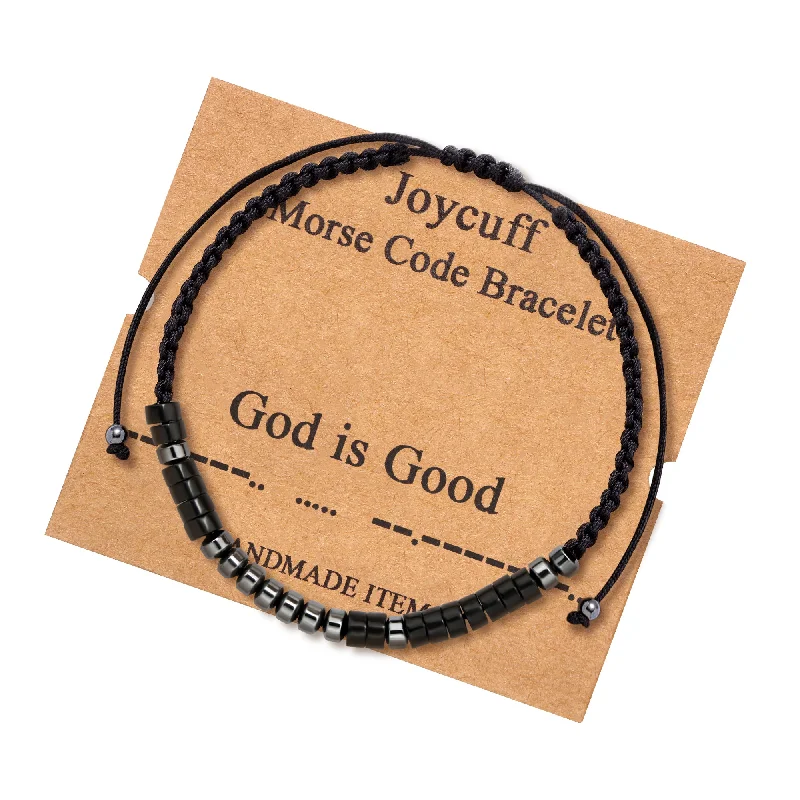 Modern cuff bracelets for ladies -God is Good Inspirational Morse Code Bracelets for Mom Daughter Wife Sister BFF