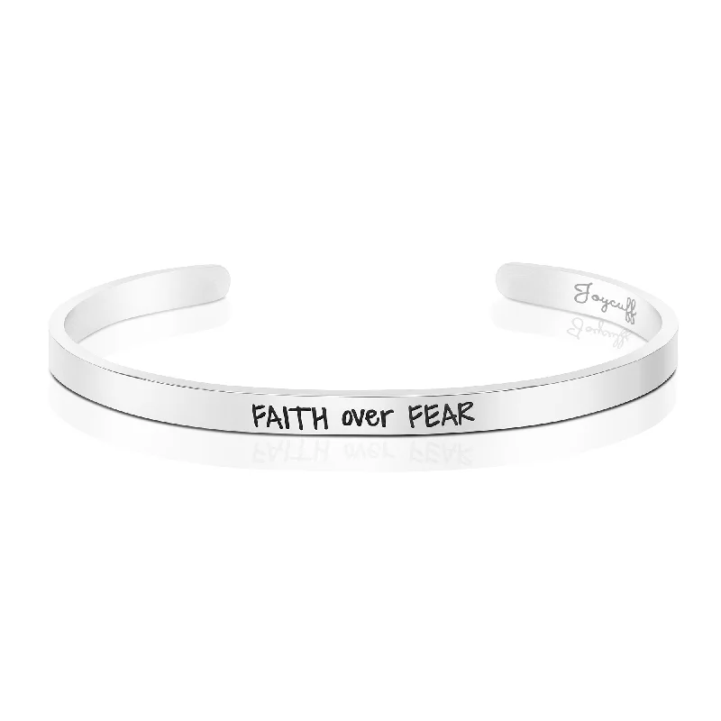 Modern layered bracelets for women -Faith Over Fear Mantra Bracelet