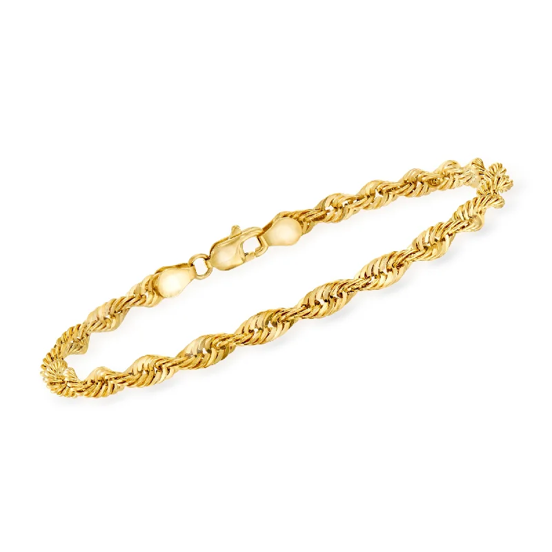 Ladies bold pearl bracelets -Ross-Simons 14kt Yellow Gold 4mm Rope Bracelet