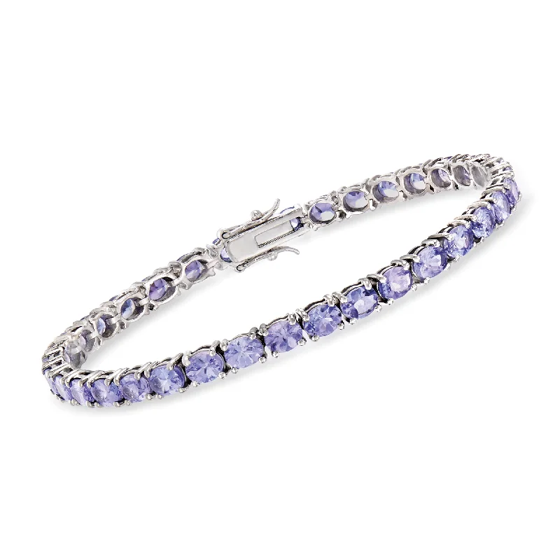 Ladies heart charm bracelets -Ross-Simons Tanzanite Tennis Bracelet in Sterling Silver