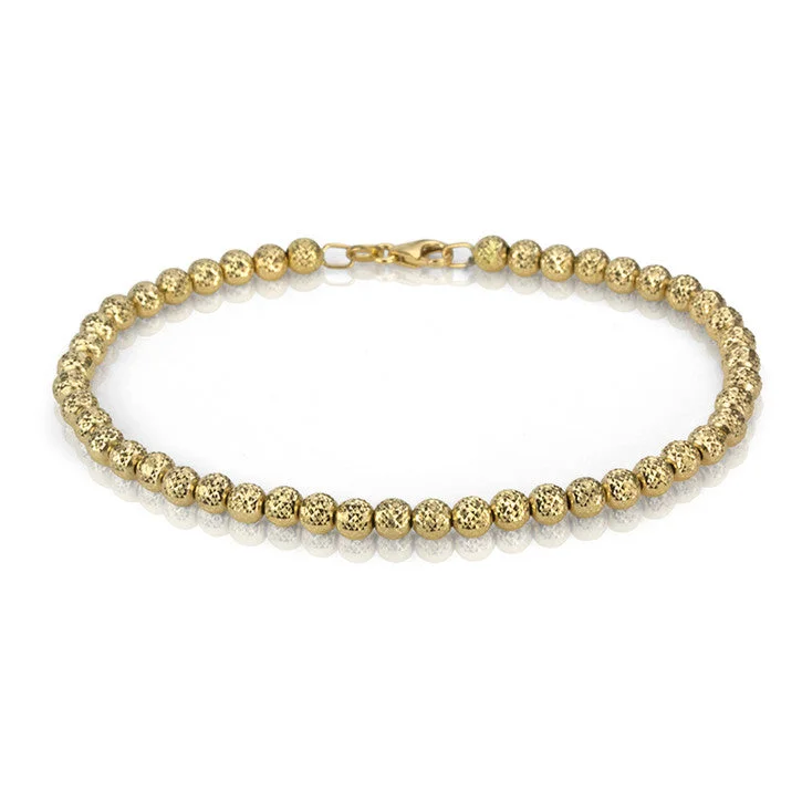 Ladies boho charm bracelets -18K Yellow Gold Hammered Ball Bracelet