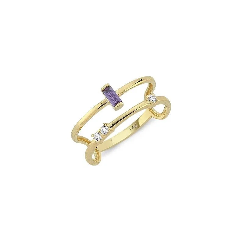 ladies rings simple delicate charm -Parallel Baguette Ring