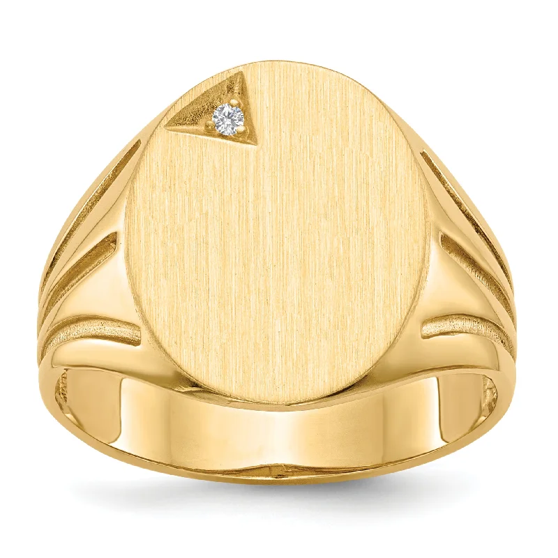 ladies rings budget friendly luxury -14K Yellow Gold 16.0X14.0mm Open Back Vs Diamond Men'S Signet Ring