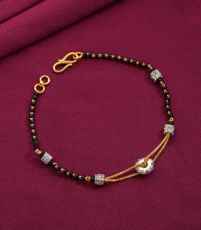 Simple silver bangle bracelets for ladies -Swinging Loop Mangalsutra Bracelet