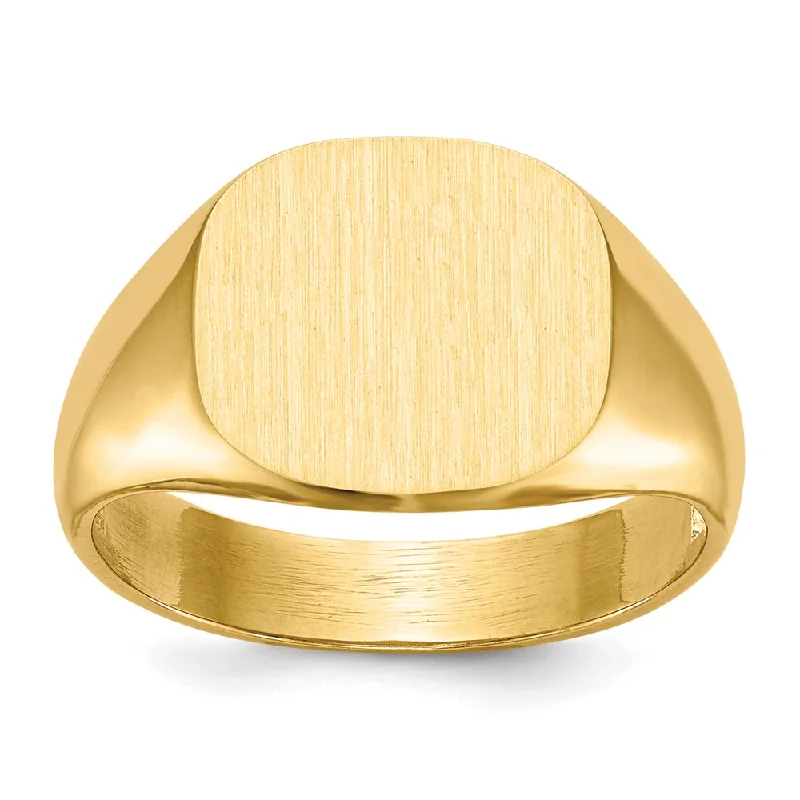 ladies rings art deco flair -10K Yellow Gold 12.0x13.5mm Open Back Men's Signet Ring