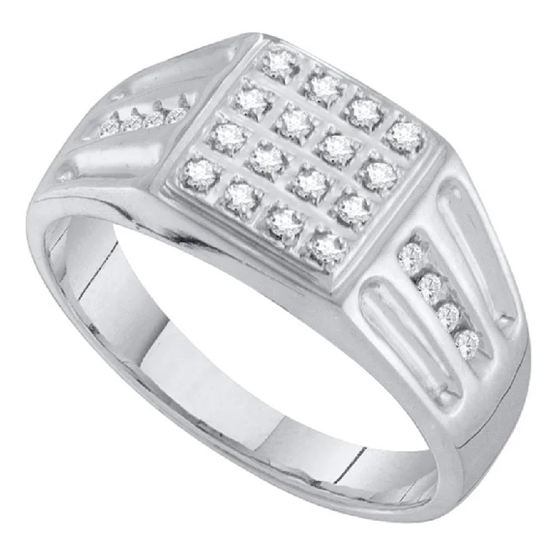 ladies rings classic timeless appeal -1/4 Ct. Natural Diamond Men's Statement Ring in Solid 14K White Gold