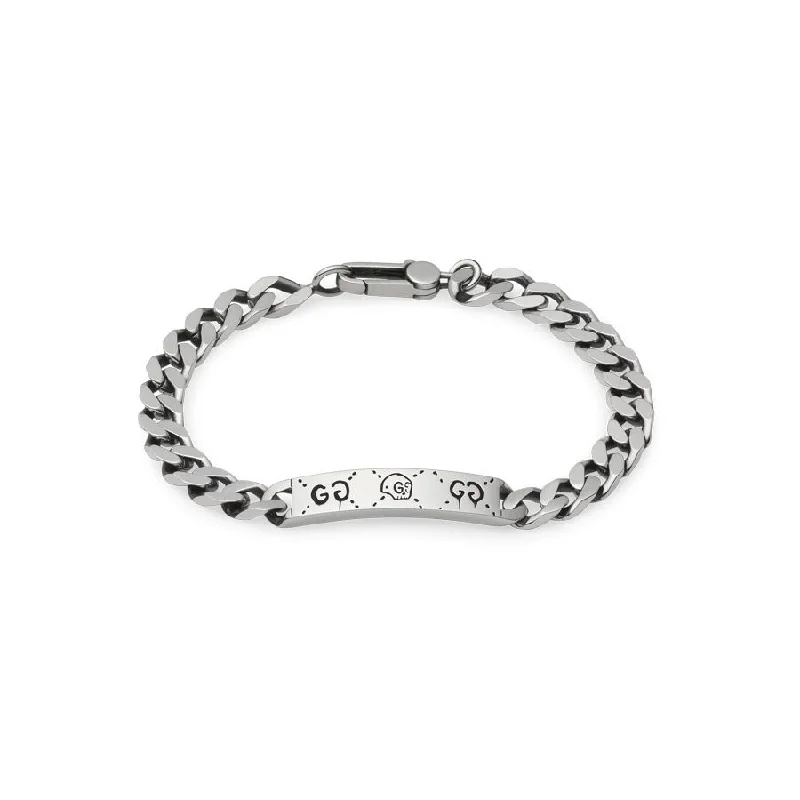 Trendy beaded bracelets for women -Gucci Silver Ghost Link ID Bracelet