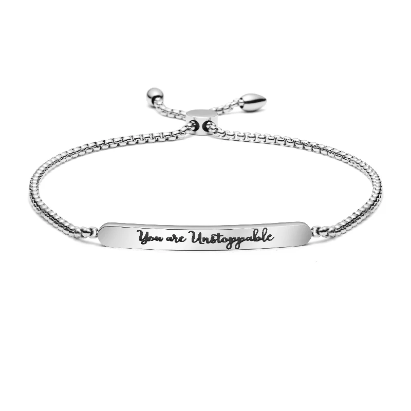 Trendy cuff bracelets for women -You are Unstop Personalized Mantra Chain Link Feminist Gift Bracelets