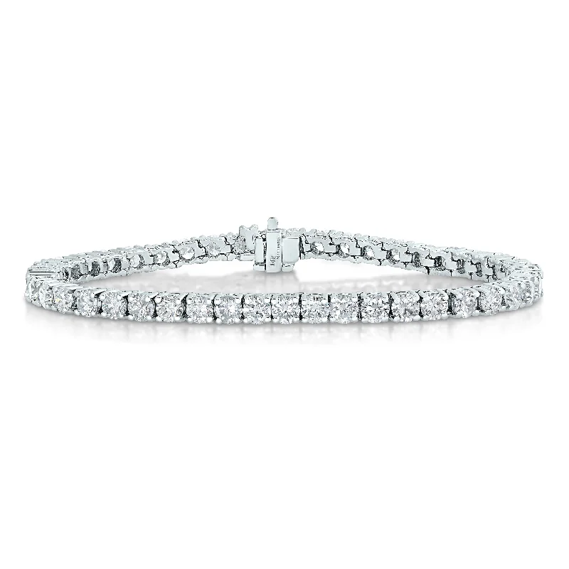 Ladies gemstone bracelets -9 cttw Diamond Tennis Bracelet 14K White Gold Classic Round Prong Set 7 Inch