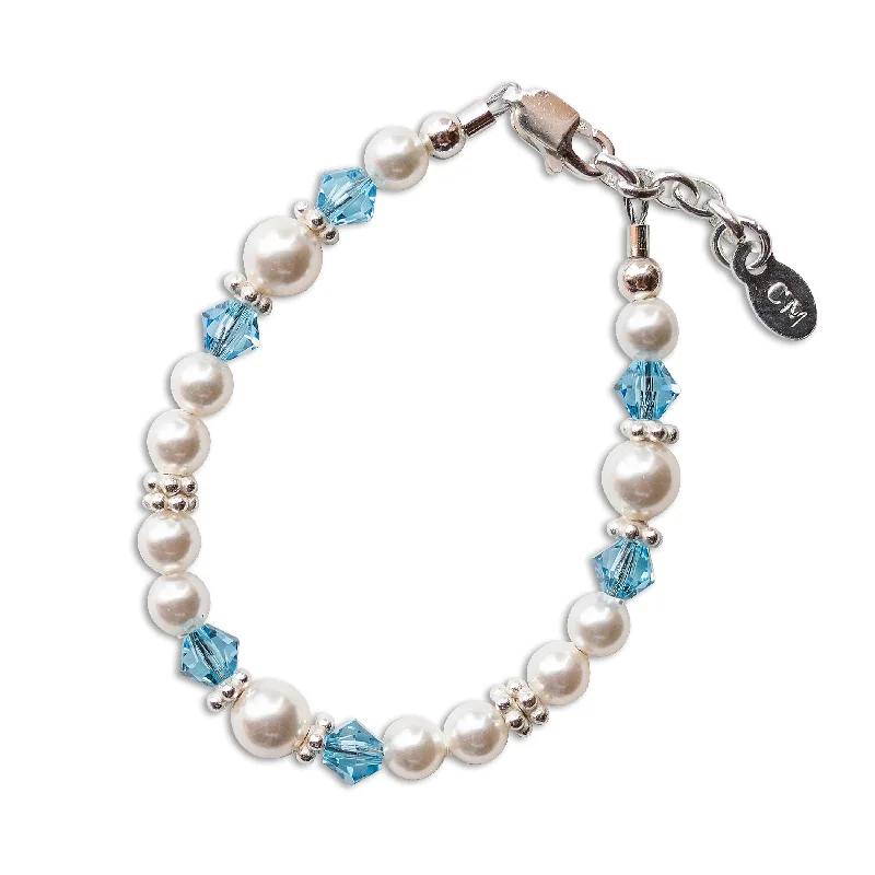 Ladies opal bracelets -Sterling Silver Pearl Birthstone Bracelet for Babies and Kids